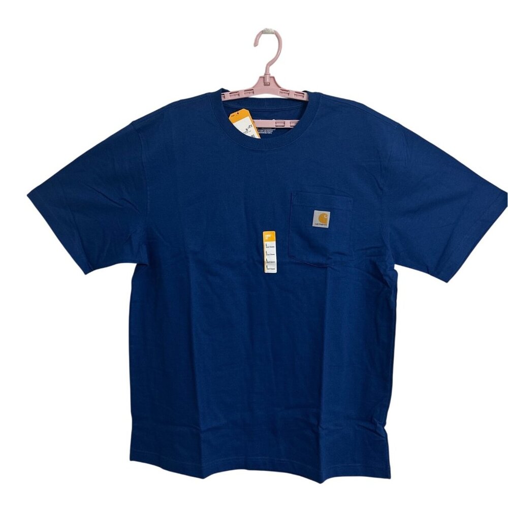 Carhartt Mens Loose Fit Heavyweight Short Sleeve Pocket Tee Blue L Workwear NWT